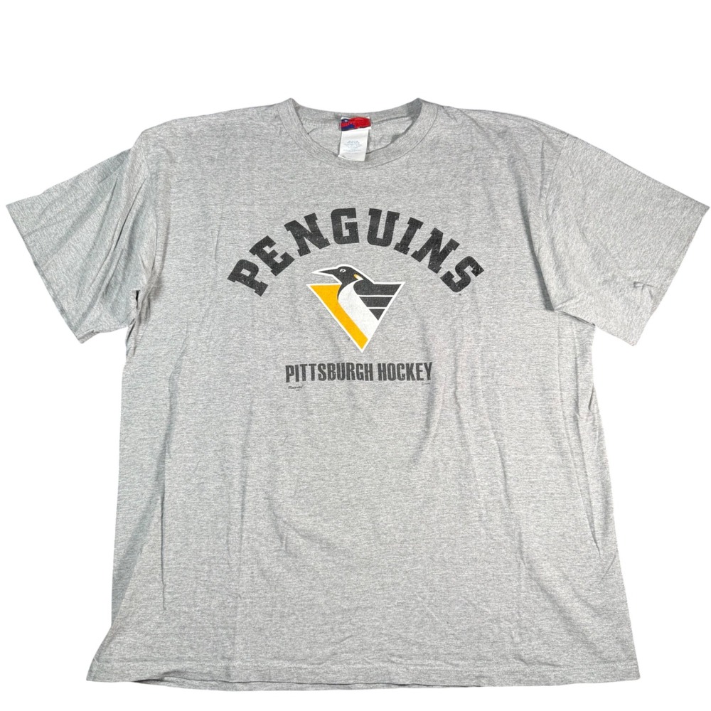 Majestic Pittsburgh Penguins T-Shirt Mens XL Gray Vintage NHL Hockey Tee USA